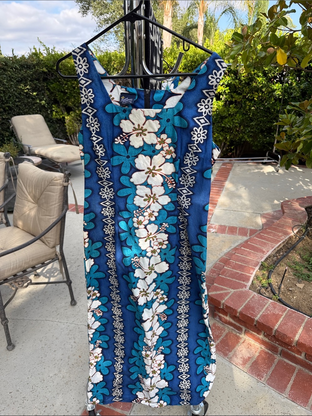 Royal Creations Hawaii XL 100% Cotton Hibiscus Floral Maxi Dress Vintage